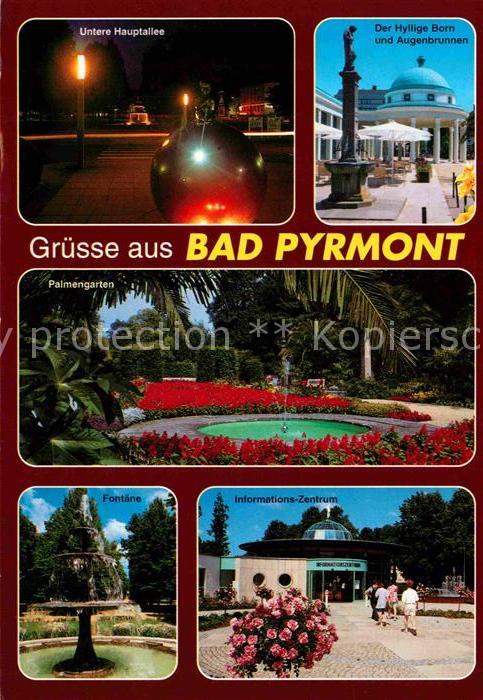 Bad Pyrmont Hauptallee bei Nacht Hyllige Born Augenbrunnen Palmengarten Fontaene