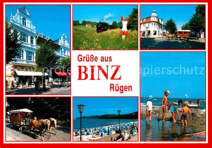 Binz Ruegen Hotel Dampflokomotive Inselbahn Pferdewagen Strand