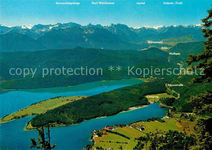 Walchensee Panorama Blick vom Herzogstand Bayerische und oesterreichische Alpen
