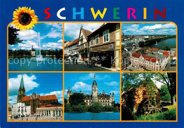 Schwerin Mecklenburg See Fontaene Marktplatz Kirche Schloss Muehle Wasserrad Son