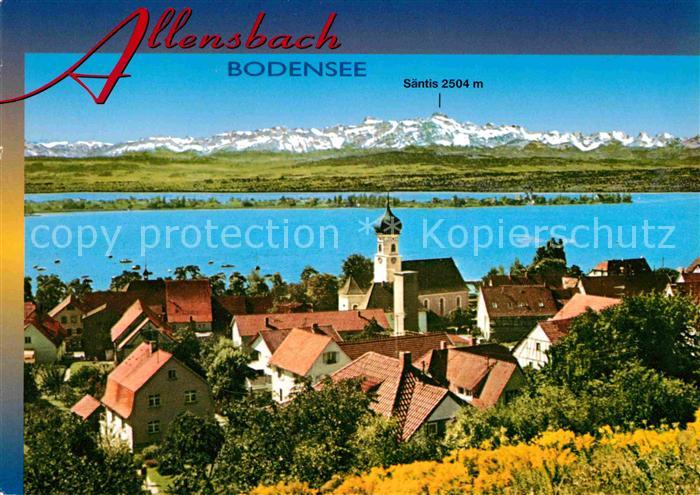 Allensbach Bodensee Ortsansicht mit Kirche mit Blick zu den Alpen Saentisgebiet