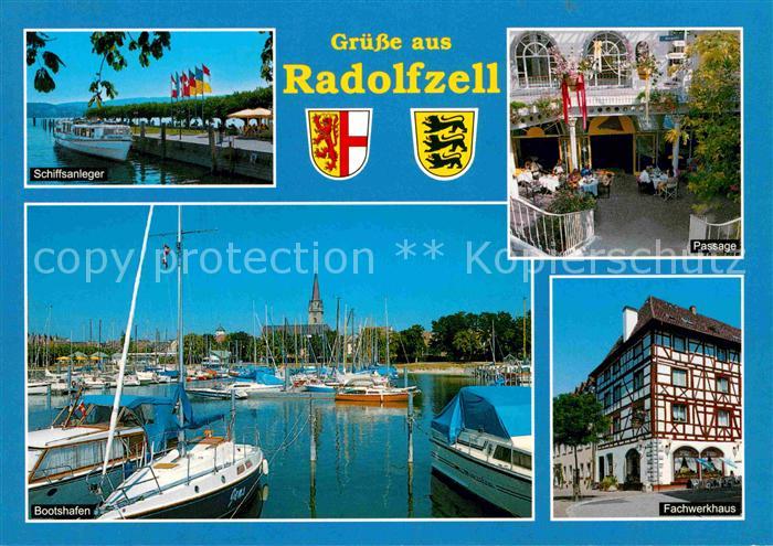 Radolfzell Bodensee Schiffsanleger Passage Bootshafen Segelboote Fachwerkhaus
