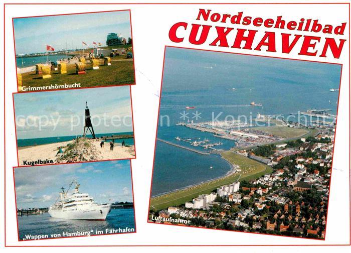 Cuxhaven Nordseebad Grimmershoernbucht Kugelbake Schiff Wappen von Hamburg Faehr
