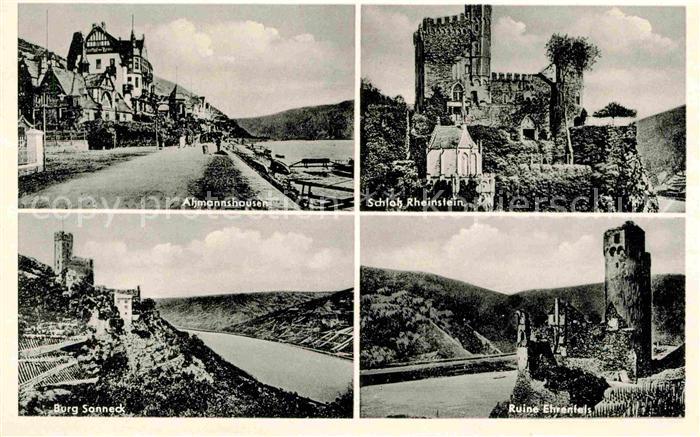 Assmannshausen Rheinpartie Schloss-Rheinstein Ruine-Ehrenfels Burg-Sonneck