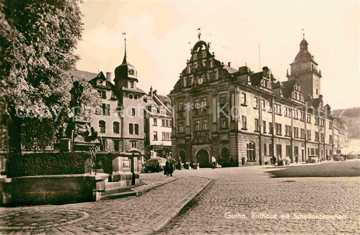 Gotha Thueringen Rathaus mit Schollenbrunnen