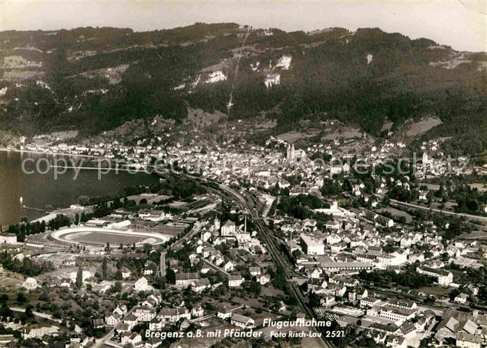 Bregenz Vorarlberg Fliegeraufnahme mit Pfaender