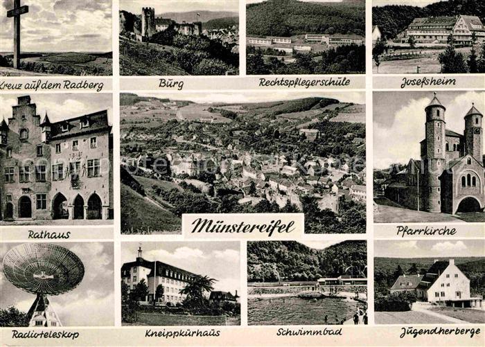 Muenstereifel Bad Josefsheim Burg Radberg Kreuz Radioteleskop Kurhaus Jugendherb