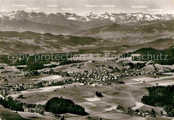 Scheidegg Allgaeu Fliegeraufnahme mit Achwinkel und Bregenzerwaldbergen