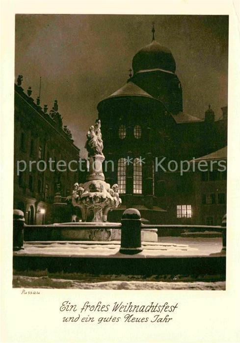 PAssAU Bayern Weihnachtskarte Brunnenpartie