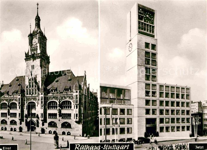 STUTTGART  CITY Rathaus frueher und jetzt
