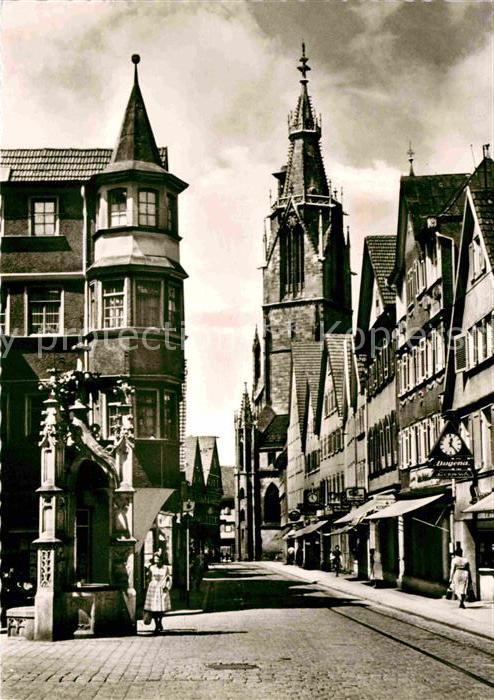 Reutlingen BW Wilhelmstrasse Marienkirche Lindenbrunnen