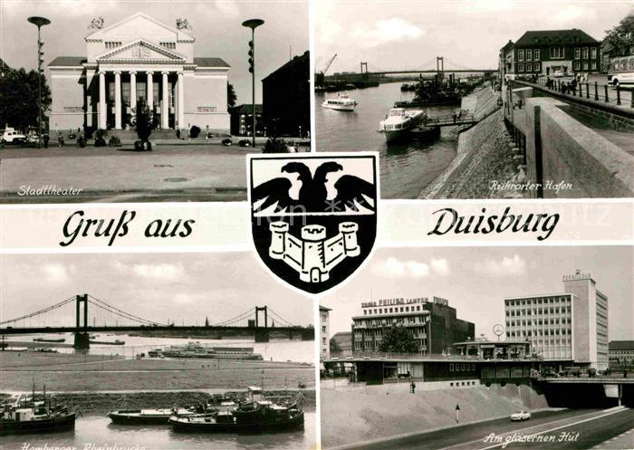 Duisburg Ruhr Stadttheater Rheinufer Hafen Am glaesernen Hut