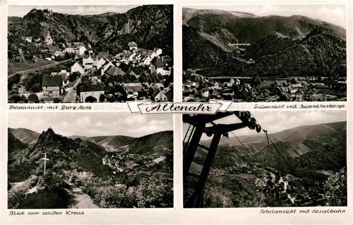 Altenahr Fliegeraufnahme mit Burg Aare Jugendherberge Sesselbahn