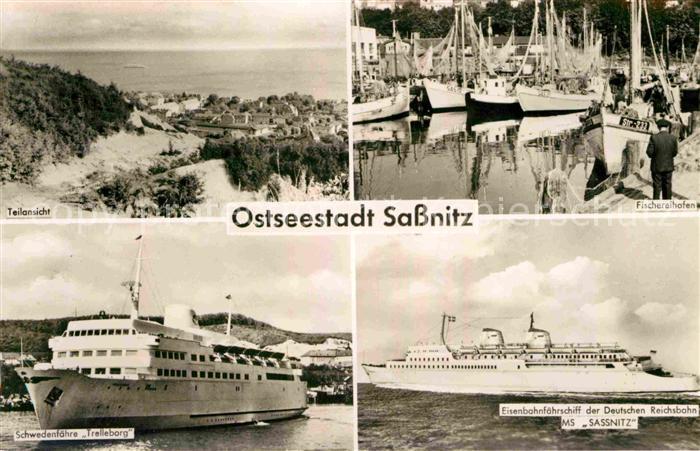 Sassnitz Ostseebad Ruegen Fischereihafen Schwedenfaehre Eisenbahnfaehrschiff