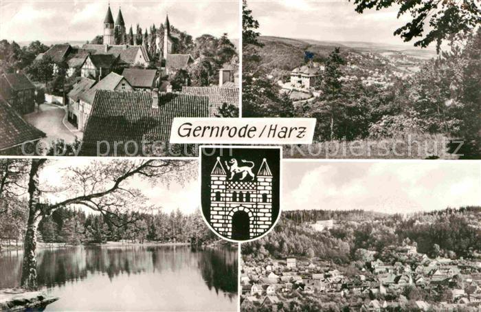 Gernrode Harz Partie am See Fliegeraufnahme Kirchenpartie