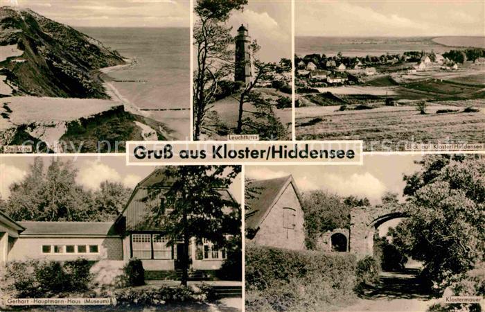 Kloster Hiddensee Fliegeraufnahme Steilkueste Leuchtturm Gerhart Hauptmann-Haus