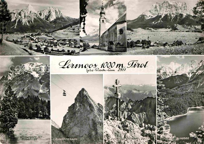 Lermoos Tirol Weissensee mit Zugspitze Seilbahn Blindsee
