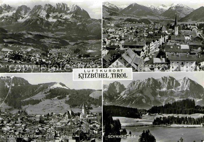 Kitzbuehel Tirol Fliegeraufnahme mit Wildem Kaiser Schwarz-See Hahnenkamm