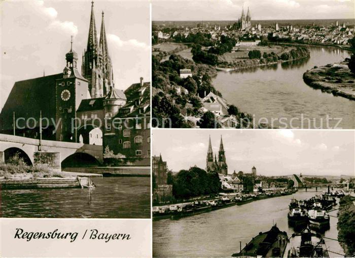 REGENSBURG Bayern Kirchen- und Brueckenpartie