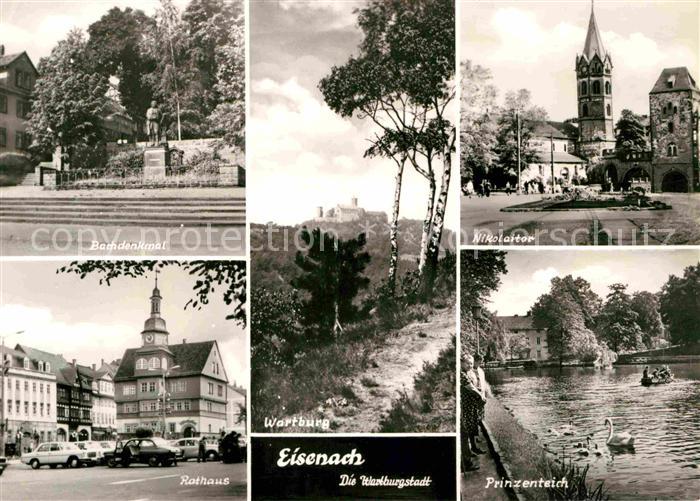 Eisenach Thueringen Wartburg Nikolaitor Prinzenteich Bachdenkmal Rathaus