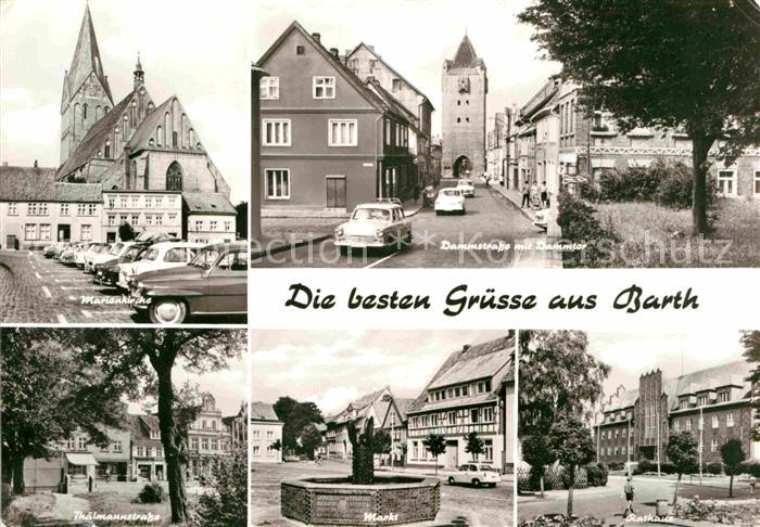 Barth Dammstrasse mit Dammtor Marienkirche Thaelmannstrasse Rathaus