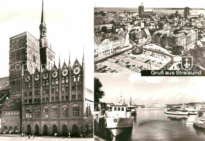Stralsund Mecklenburg Vorpommern Fliegeraufnahme Hafen Kirche