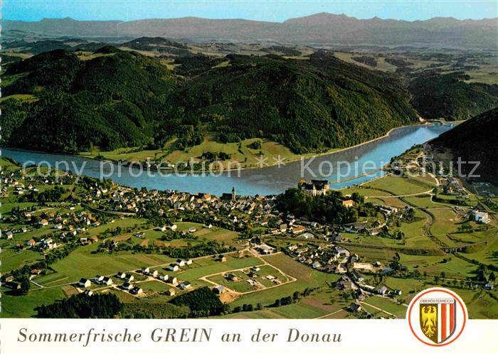 Grein Donau Oberoesterreich Sommerfrische Schloss Fliegeraufnahme