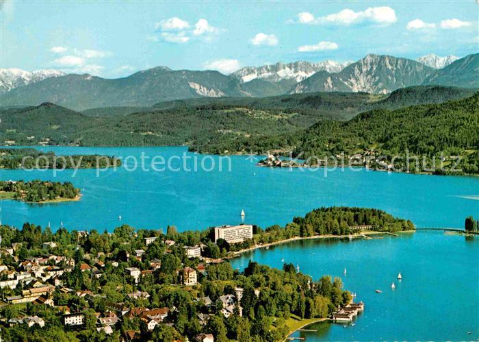 Poertschach Woerthersee mit Karawanken Fliegeraufnahme