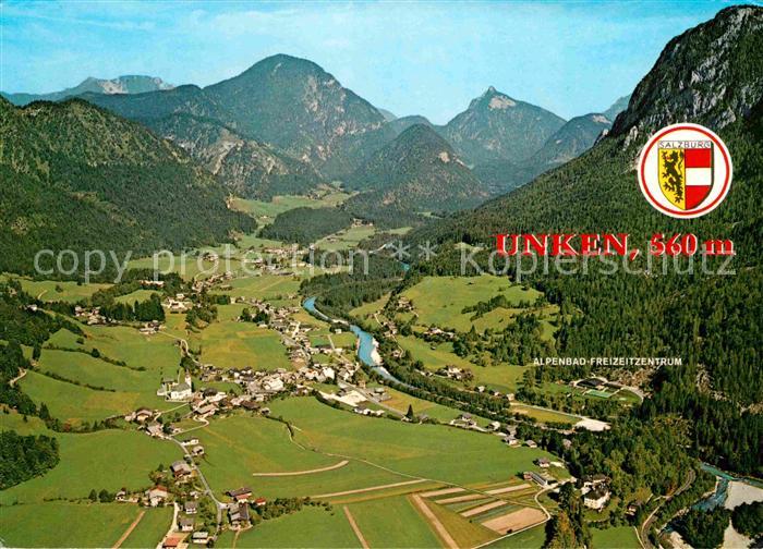 Unken Alpenbad Freizeitzentrum Saalach Alpenpanorama Fliegeraufnahme