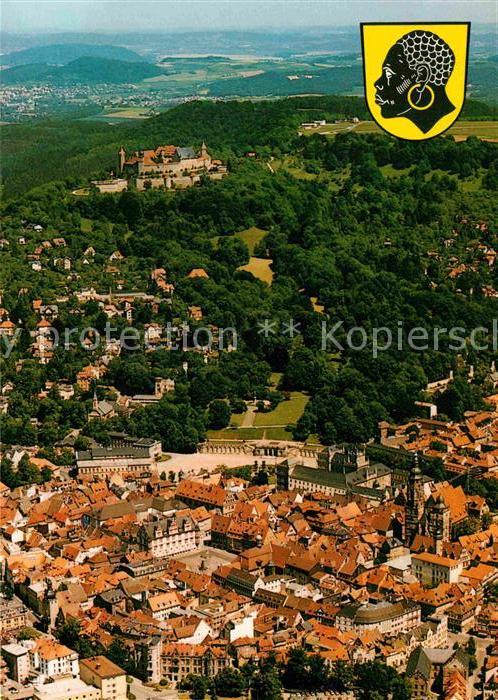 Coburg Stadtkern mit Blick zur Veste Fliegeraufnahme