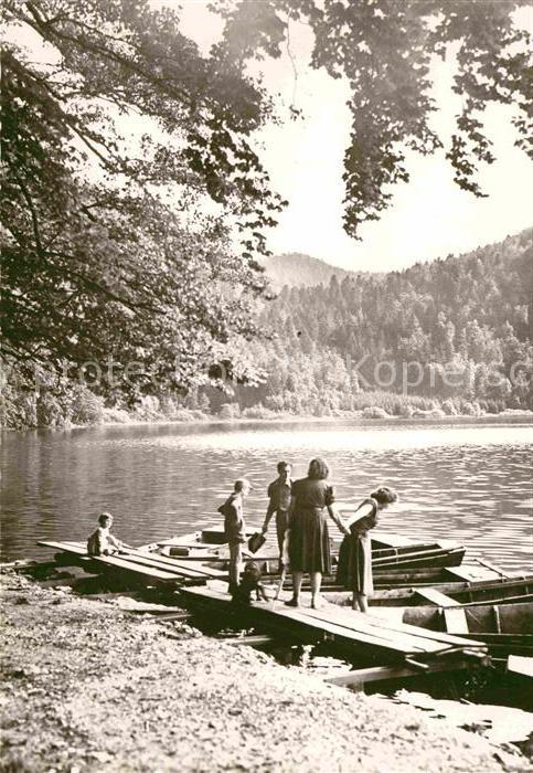 Bonlieu Lac Jura Lac de Bonlieu Uferpartie am See Bootfa