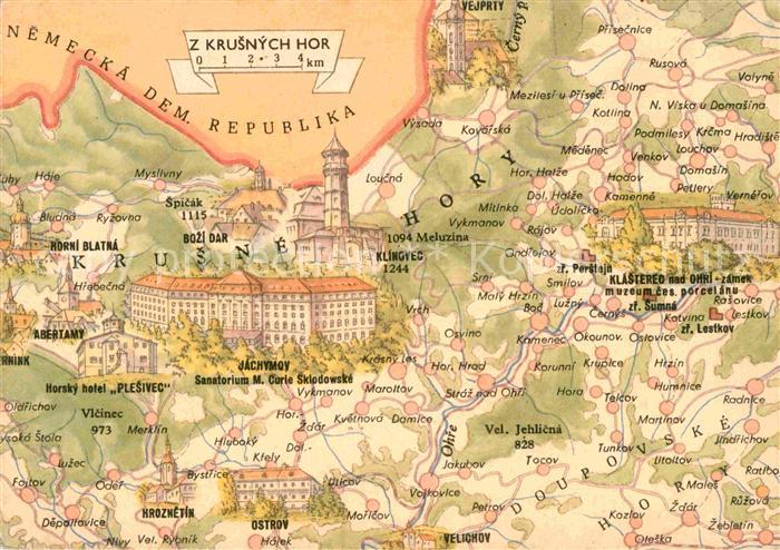 Tschechische Republik Putovani po Ceskoslovensku Z Krusnych hor Landkarte mit Er
