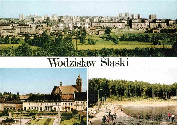 Wodzislaw Slaski Widok ogolny Rynek Osrodek wypoczynkowy Stadtbild Rathaus Bades