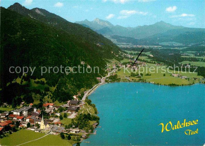 Walchsee Tirol Sommer und Wintererholungsort Alpenpanorama Fliegeraufnahme
