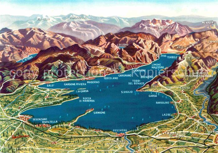 Lago di Garda Gardasee und Umgebung Alpen aus der Vogelperspektive
