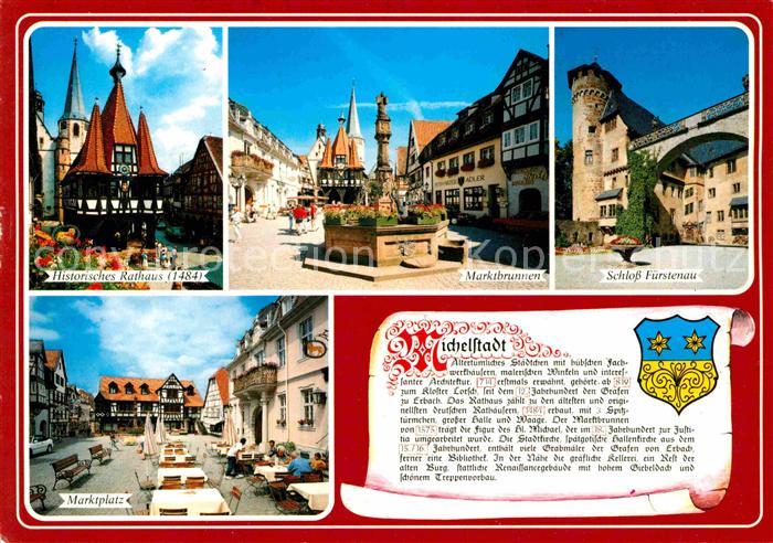 Michelstadt Historisches Rathaus Marktbrunnen Schloss Fuerstenau Marktplatz Gesc