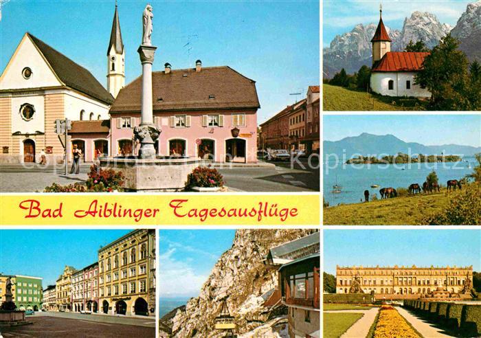 Bad Aibling Marktplatz Brunnen Kirchturm Schloss Pferde See Kapelle Alpen