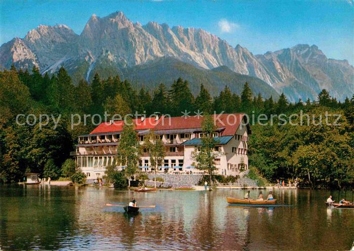 Grainau Badersee Hotel Restaurant Zugspitzgruppe Wettersteingebirge Bootfahren