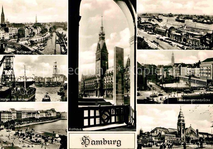 HAMBURG  CITY Landungsbruecken Michel Hafen Zollkanal Jungfernstieg