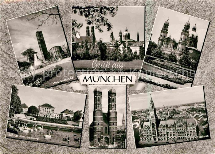 Muenchen Bayern Theatinerkirche Matthaeuskirche Frauenkirche Rathaus