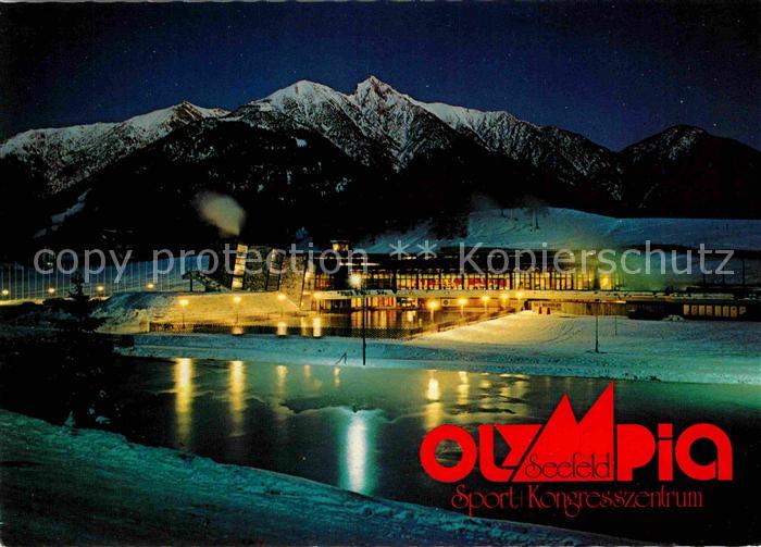 Seefeld Tirol Sport Kongresszentrum Nachtaufnahme Winter