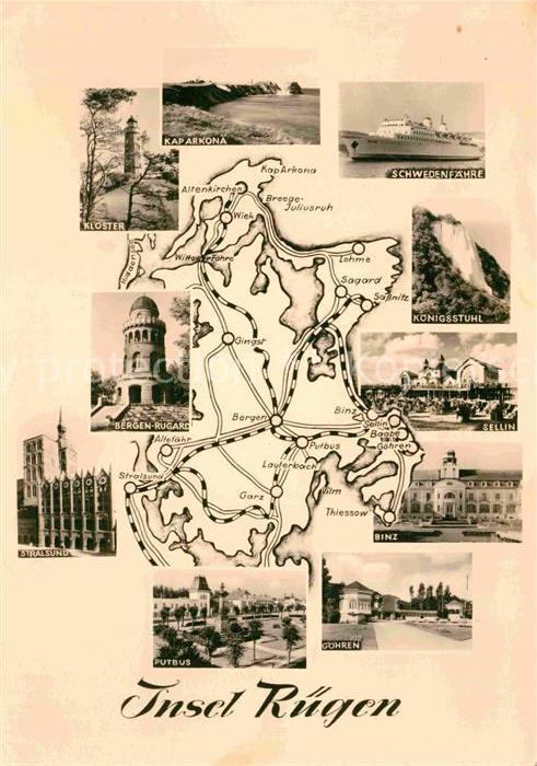 Ruegen Karte Schwedenfaehre Kloster Binz Goehren
