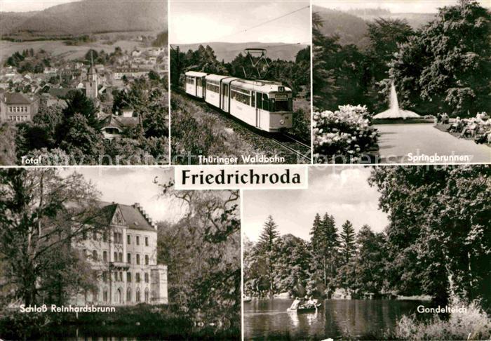 Friedrichroda Gesamtansicht Springbrunnen Waldbahn Schloss Reinhardsbrunn