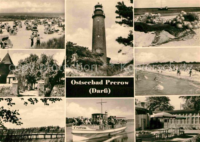 Prerow Ostseebad Strand Leuchtturm Personenschiff Fortuna