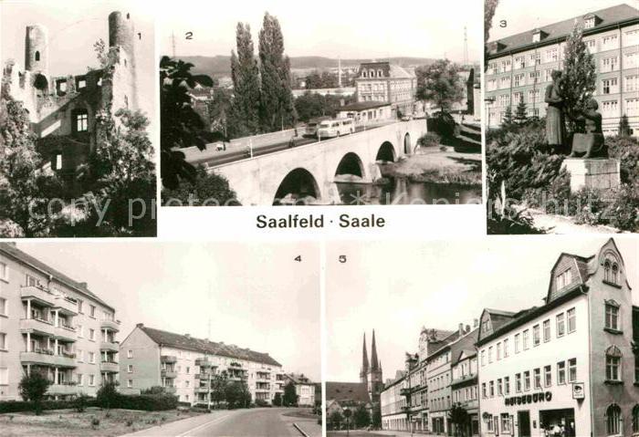 Saalfeld Saale Burgruine Hoher Schwarm Bruecke der Freundschaft Reinhardstrasse
