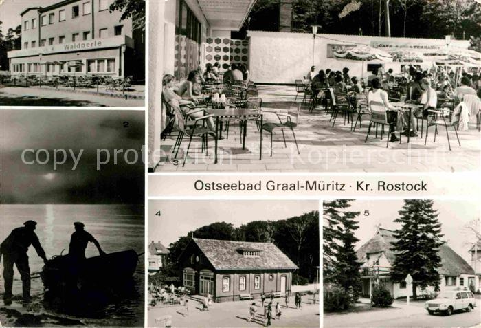 Graal-Mueritz Ostseebad Gaststaette Waldperle Fischer am Strand Broiler Gaststae