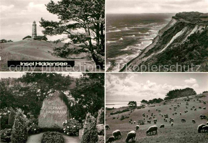 Insel Hiddensee Leuchtturm Denkmal Gerhard Hauptmann Schafsweide Steilkueste