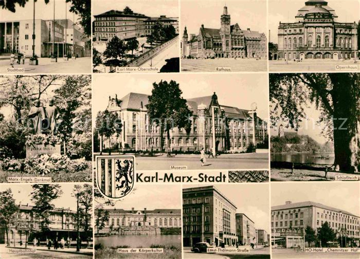 Karl-Marx-Stadt Stadtbad Marx Engels Denkmal Museum Opernhaus Rathaus