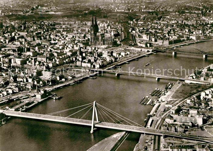 Koeln Rhein Fliegeraufnahme Severinsbruecke Deutzer Bruecke Dom