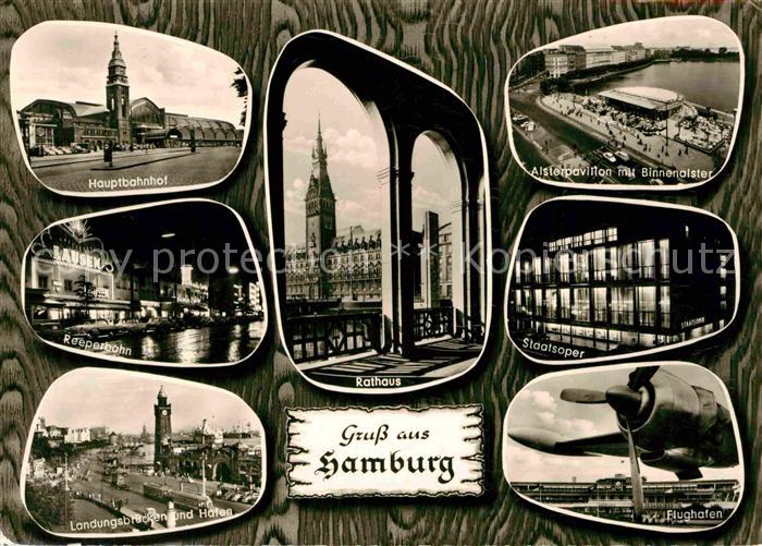 HAMBURG  CITY Hauptbahnhof Reeperbahn Alsterpavillon Rathaus